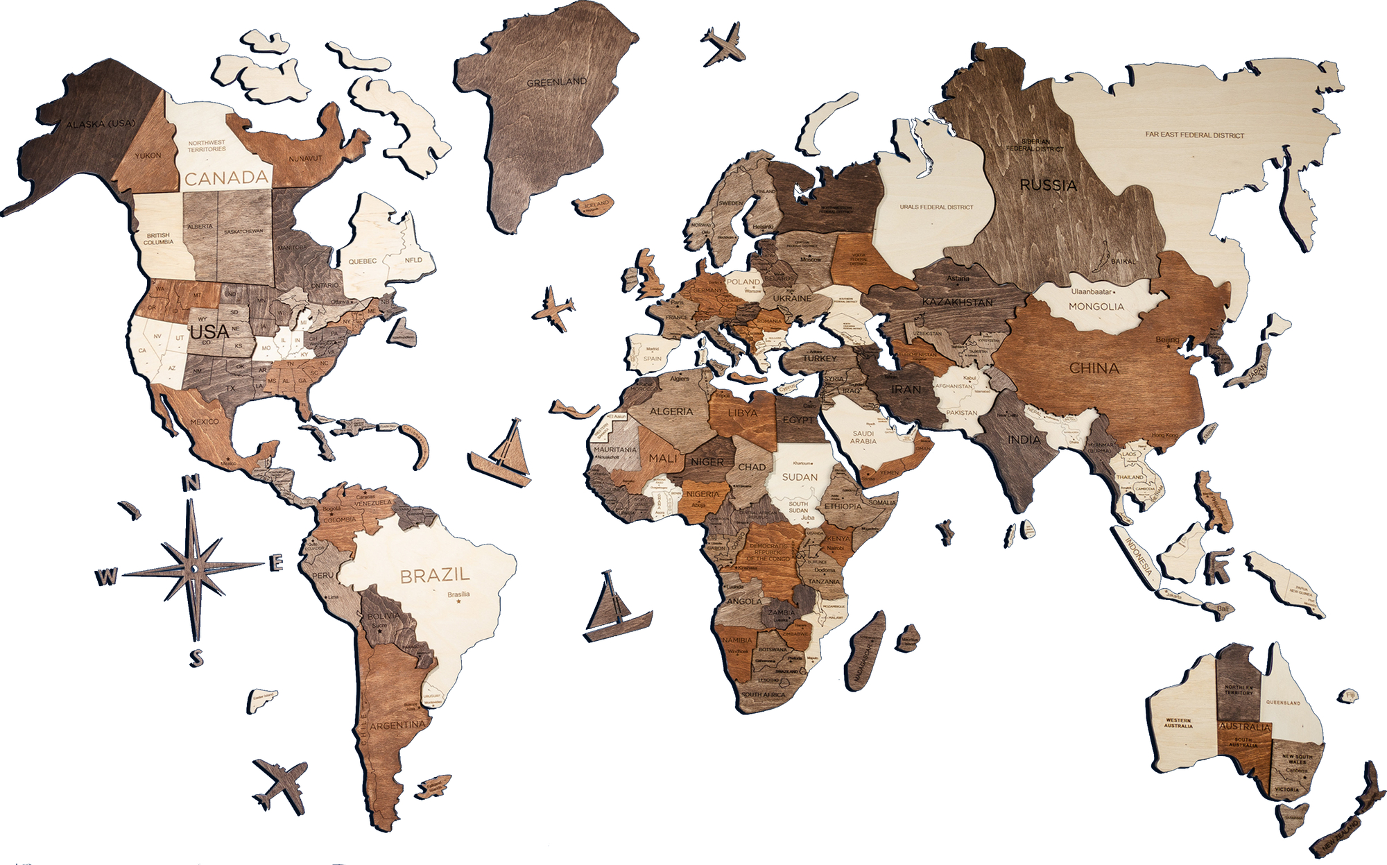 Enjoy The Wood Map Installation Enjoy The Wood 3D Multilayered World Map Full Multicolored (Size Xl)